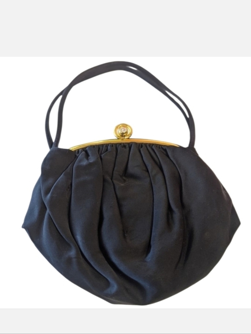 Vintage 1960s Black Handbag Fabric Frame Bag Pin Up Rockabilly Girlie Mini